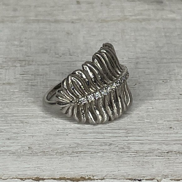 JACMEL MAURITIUS 925 Sterling Silver Vintage Italy CZ Modernist Ring Size 8 - Picture 1 of 7